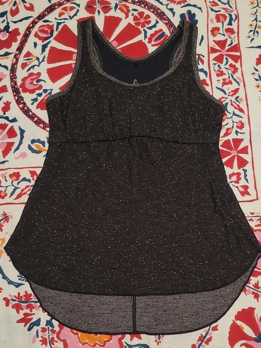 NWOT prAna Womens Yoga Activewear Speckled Tank Top in Black and Brown